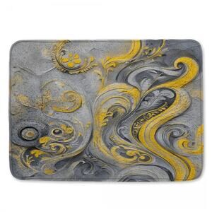 Abstract Yellow Gray Bath Mat